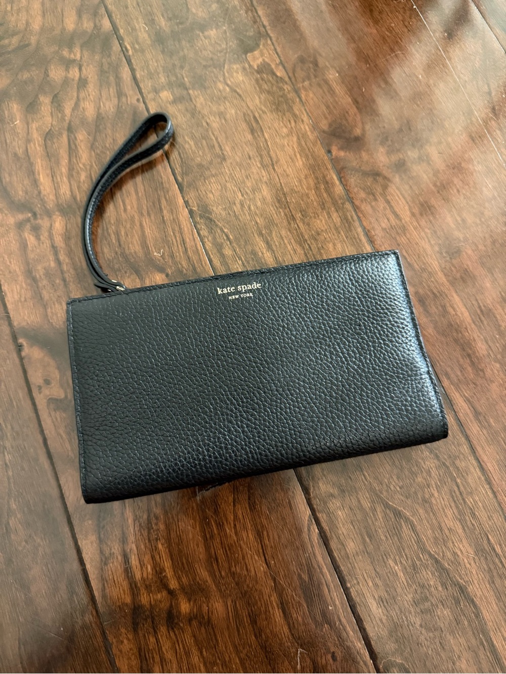 kate spade Black Pebbled Leather Wristlet Clutch